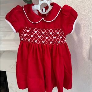 Christmas Smocked Dress 6M Peter Pan collar